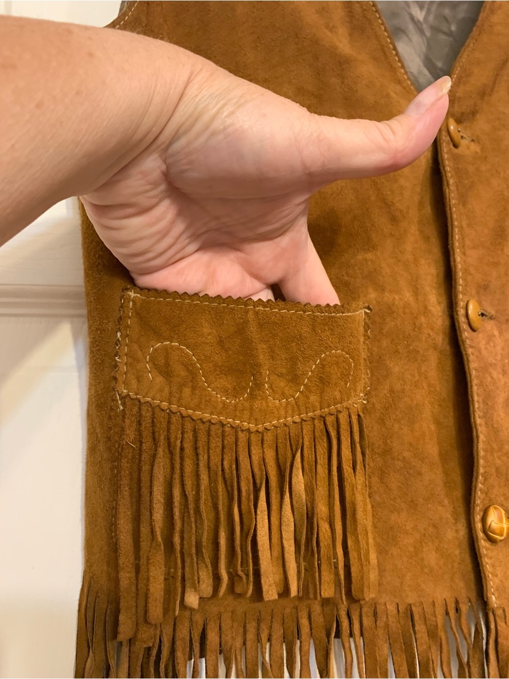 Banana Republc Brown Leather Suede Fringe Small Boho Hippie Vest. 3805 - Picture 2 of 7